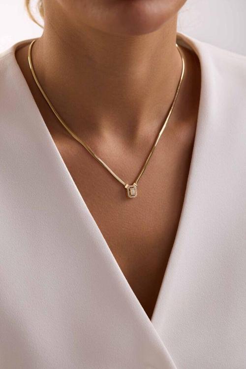 Balık Sırtı Parçalı Baget Kolye 8 Ayar Altın 50 cm