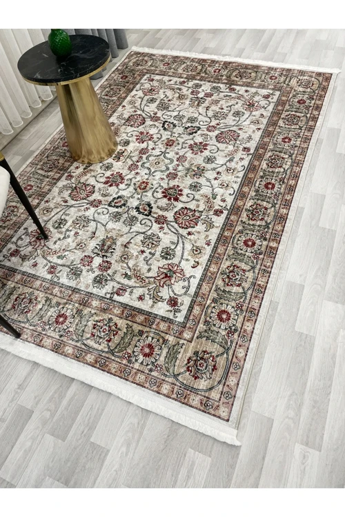 Kilim Motifli Saçaklı Klasik Kaymaz Taban Halı