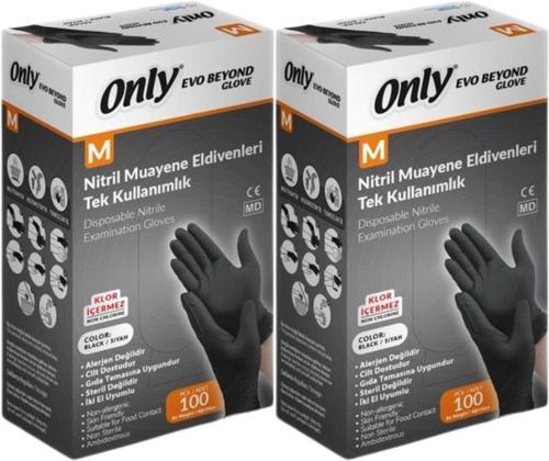 Evo Beyond Glove Nitril Siyah Pudrasız Muayene Eldiveni 200 Lü Set M - Medium - Orta (2PK*100)