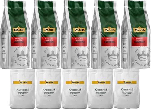 Medium Çekirdek Kahve 1KG (Espresso Beans) & Kaffeeplus Süt Tozu 1KG (Karma 10 Lu Set)