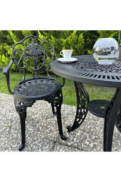 Ferforje Görünümlü Dış Mekan İçin Uygun 150 Kg Taşıma Kapasiteli Beyaz Plastik Tek Sandalye