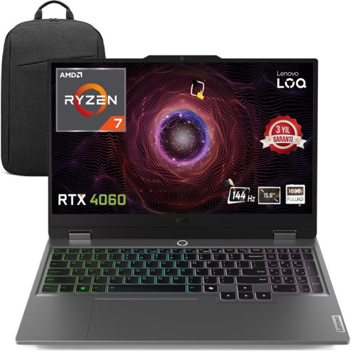 Loq 15ARP9 Amd Ryzen 7-7435HS 24GB 1tb SSD Rtx 4060 8gb (105W) 15,6" Fhd 144Hz IPS Panel Freedos Taşınabilir Bilgisayar
