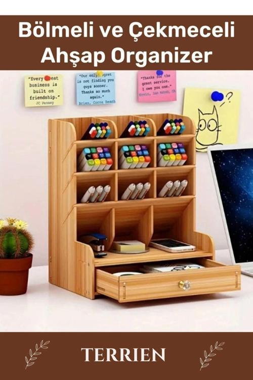 Özel Üretim Demonte Ev Ofis Çalışma Masası Dayanıklı Kolay Montaj Bölmeli Çekmeceli Ahşap Organizer