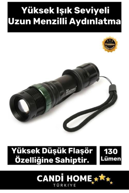 Özel Seri 3 Adet 3 Modlu Selektörlü 130 Lümen Beyaz Aydınlatma Pilli Zoomlu Q5 LED Güçlü El Feneri