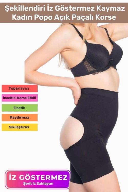 Özel Üretim Toparlayıcı Sıkılaştırıcı Şekillendiri İz Göstermez Kaymaz Kadın Popo Açık Paçalı Korse