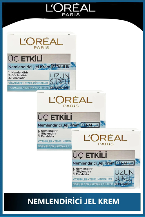 L'Oreal Paris 3 Etkili Nemlendirici Jel Krem 50 ml x 3 Adet