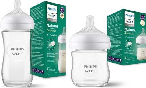 Natural Response Doğal Tepkili Cam Biberon, 2'Li Set 120Ml, 0+ Ay + 240Ml, 1+ Ay
