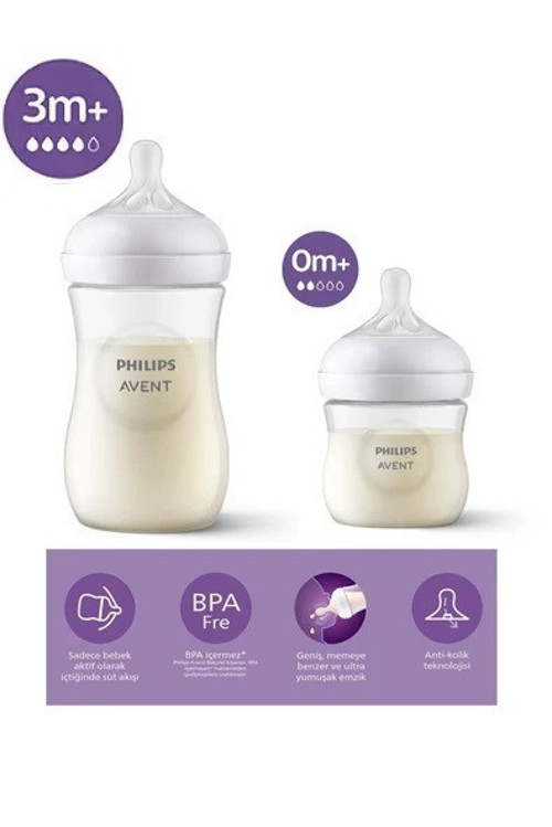 Natural Response Doğal Tepkili Pp 2'Li Biberon Seti, 125Ml, 0+ Ay & 260Ml, 3+ Ay