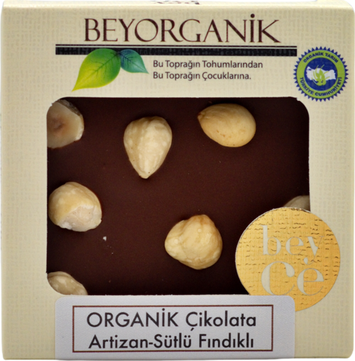 Organik Çikolata Artizan - Sütlü Fındıklı 40gr