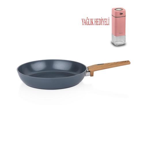 Seramik Tava 28 CM Yanmaz Yapışmaz Yüzey ve Pembe Yağdanlık