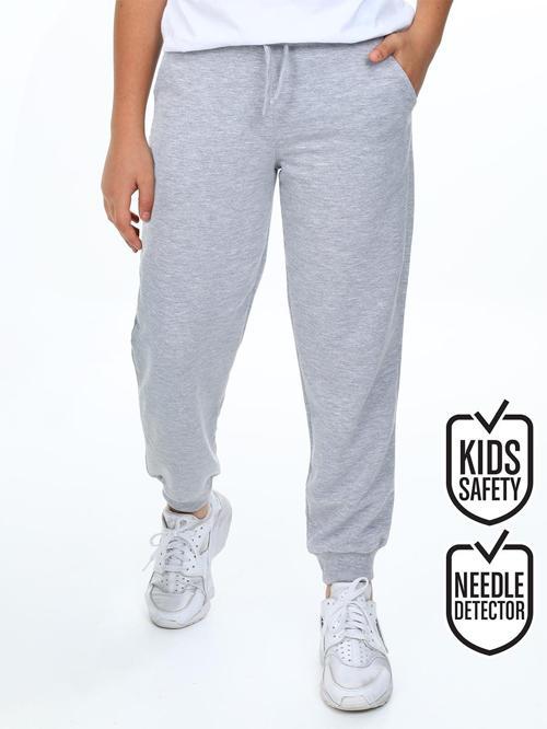 Unisex Kız Erkek Çocuk Gri Melanj Basic Eşofman Altı