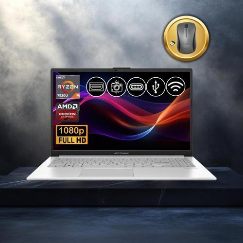 Vivobook Go 15 Ryzen5-7520U 8GB 512GB Nvme SSD E1504FA-BQ1741 Atl5 15.6" FreeDos Notebook+Mouse