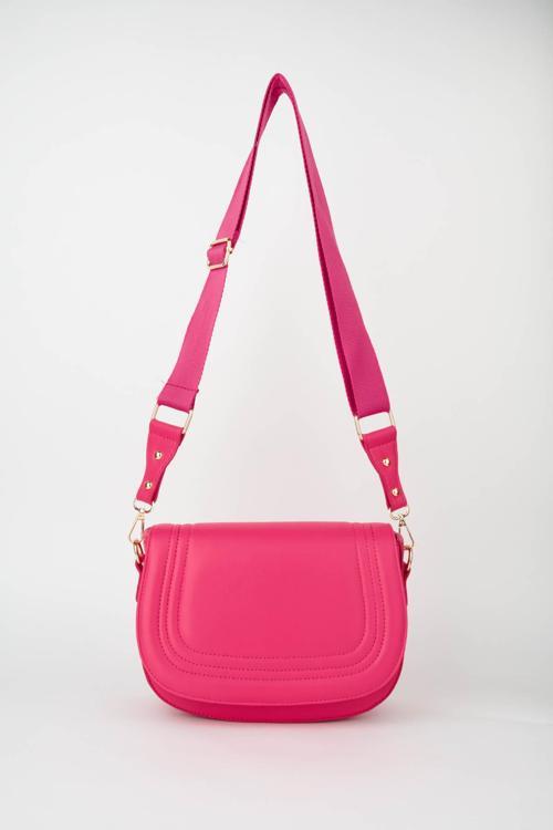 Kadın Bahar Fusya 5 Bölmeli Astarlı Kapaklı Çıt Çıt Kapama El Kol ve Omuz Çantası