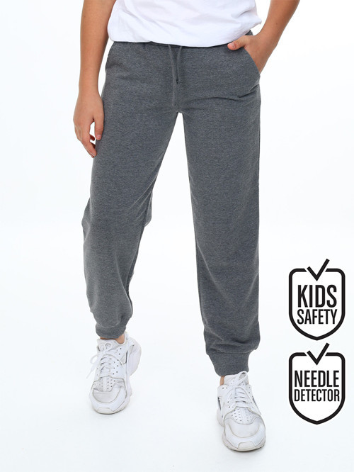 Unisex Kız Erkek Çocuk Antrasit Basic Eşofman Altı