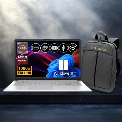 Vivobook Go 15 Ryzen5-7520U 8GB 1TB Nvme SSD E1504FA-BQ1741 Atl26 15.6" Win11Pro Notebook+Çanta