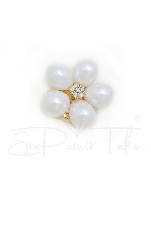 İncili Taşlı Düğme Süsü Broş