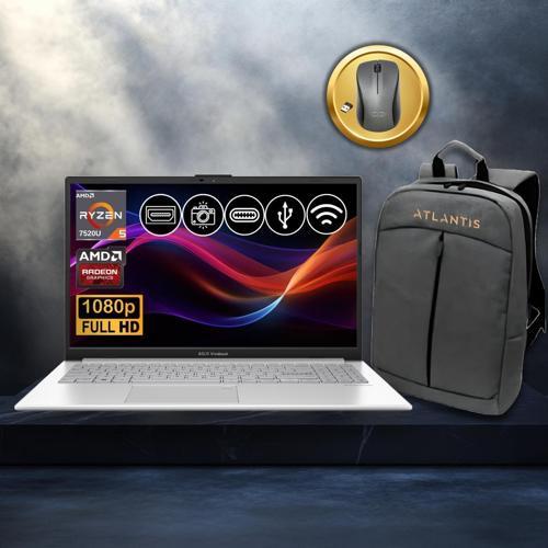 Vivobook Go 15 Ryzen5-7520U 8GB 1TB Nvme SSD E1504FA-BQ1741 Atl14 15.6" FreeDos Notebook+Çanta+Mouse