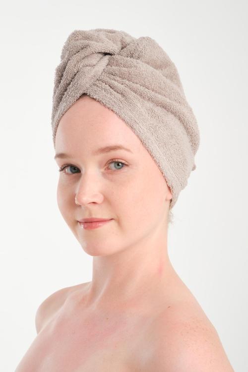 %100 Pamuk Bej Havlu Bone Saç Kurutma Bonesi Kafa Havlusu Duş Banyo Bonesi Islak Saç Kurulama Bone