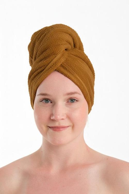 %100 Pamuk Hardal Havlu Bone Saç Kurutma Bonesi Kafa Havlusu Duş Banyo Bonesi Islak Saç Kurulama Bone