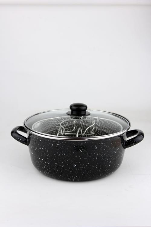 Kalın Emaye Büyük Boy Kızartma Tenceresi Fritöz 24 cm