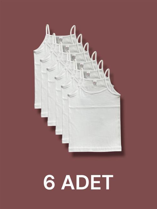 Yüksek Kalite İnce Askılı Kız Çocuk Pamuklu Ribana Atlet 6'lı Paket