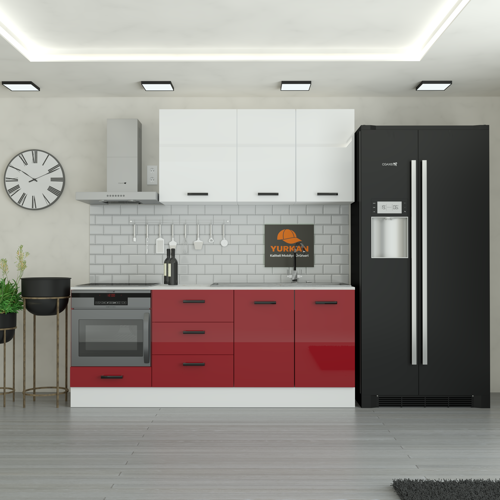 220 cm Mutfak DolabıMDF Kapak Tezgah Dahil YRKN220 101