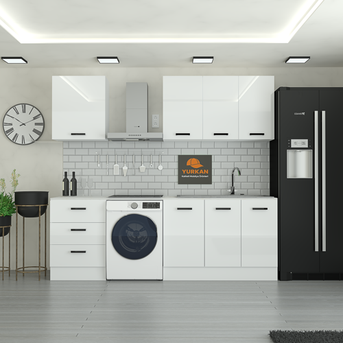185 cm Mutfak Dolabı Beyaz MDF Kapak Tezgah Dahil YRKN185 97