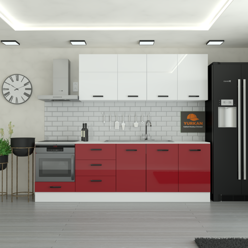255 cm Mutfak DolabıMDF Kapak Tezgah Dahil YRKN255 101