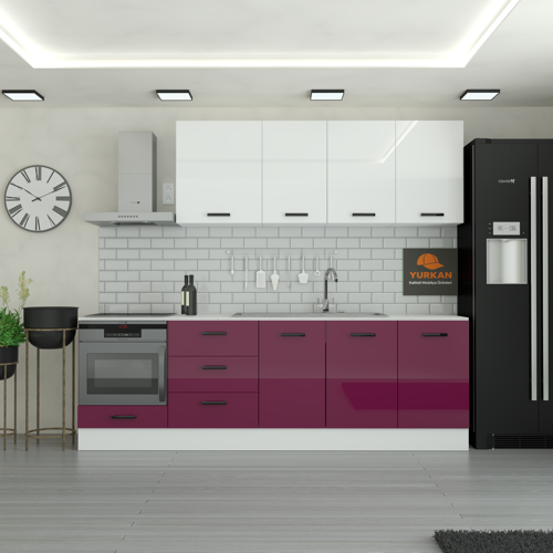 255 cm Mutfak DolabıMDF Kapak Tezgah Dahil YRKN255 102