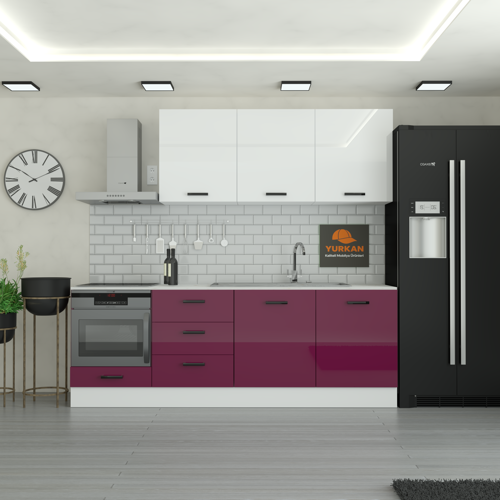 240 cm Mutfak DolabıMDF Kapak Tezgah Dahil YRKN240 102