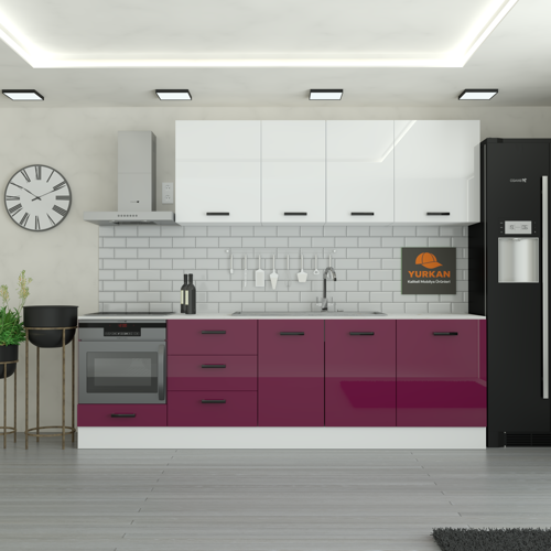 265 cm Mutfak DolabıMDF Kapak Tezgah Dahil YRKN265 102
