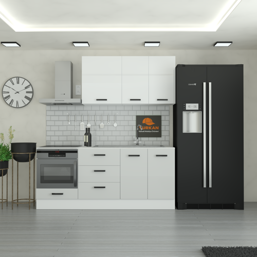 200 cm Mutfak DolabıMDF Kapak Tezgah Dahil YRKN200 100