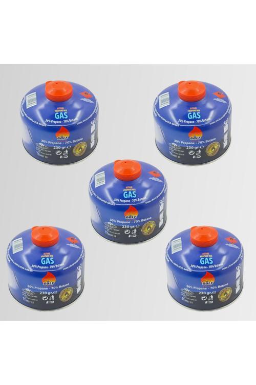5'li Set - GOLF Butan Propan Kamp Gazı Valfli Kartuş 230 GR