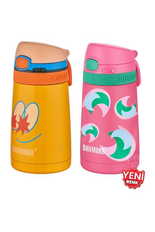 2Lİ SET Pipetli Çelik Termos 350ml -6 Saat Isı Yalıtımı-