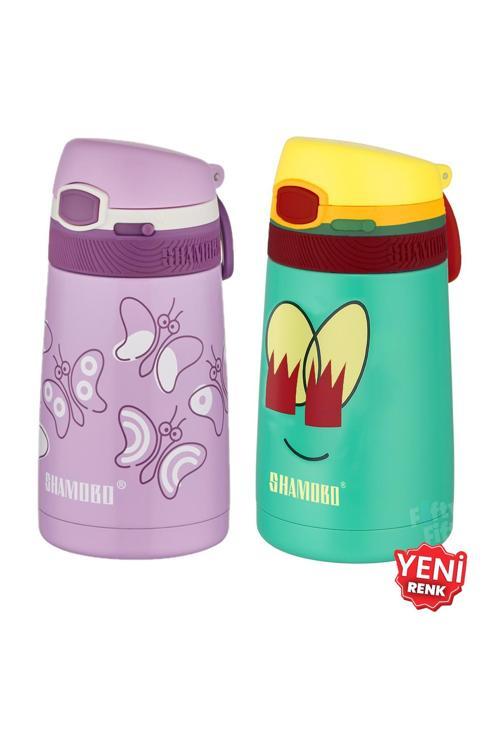 2Lİ SET Pipetli Çelik Termos 350ml -6 Saat Isı Yalıtımı-