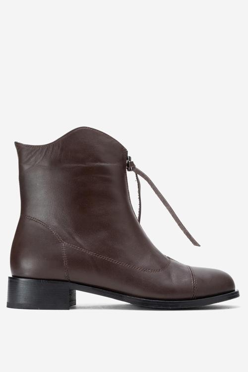 Kadın Fermuarlı Düz Topuk Bot Gerçek Deri RC 323 KAHVERENGİ