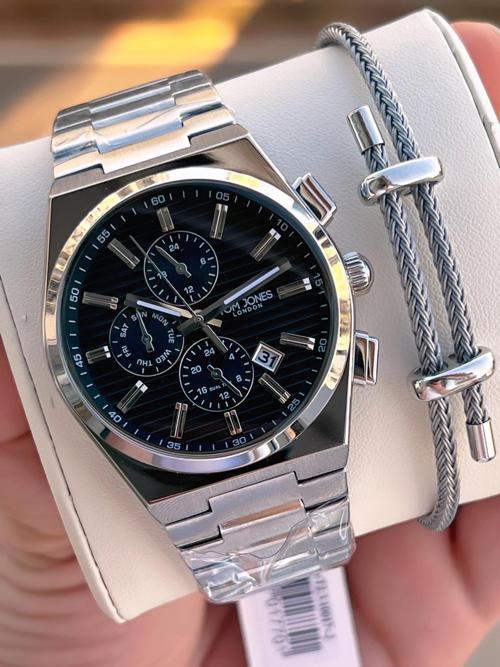 Çelik Kordon 3 Atm Suya Dayanıklı 2 Yıl Garantili Erkek Kol Saati+Bileklik TJE1.10017.2