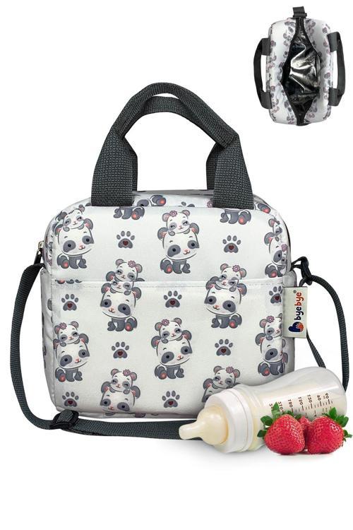 Beslenme Çantası Ve Termos Yemek Taşıma Çantası Omuz Askılı-Gri Panda
