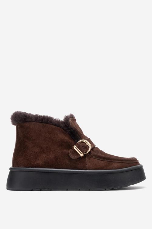 Kadın Bilek Boy İçi Tüylü Bot Gerçek Deri RC 604 KAHVERENGİ