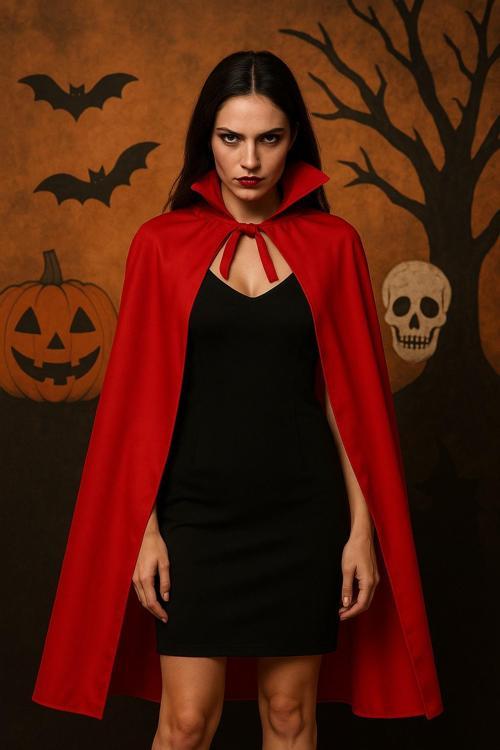 Kırmızı Şeytan Pelerini 120 cm Halloween Kostüm Aksesuarı