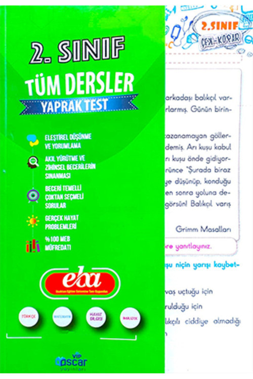 2.Sınıf Tüm Dersler Çek Kopar Yaprak Test - Tatil Kitabı Tekrar Testi