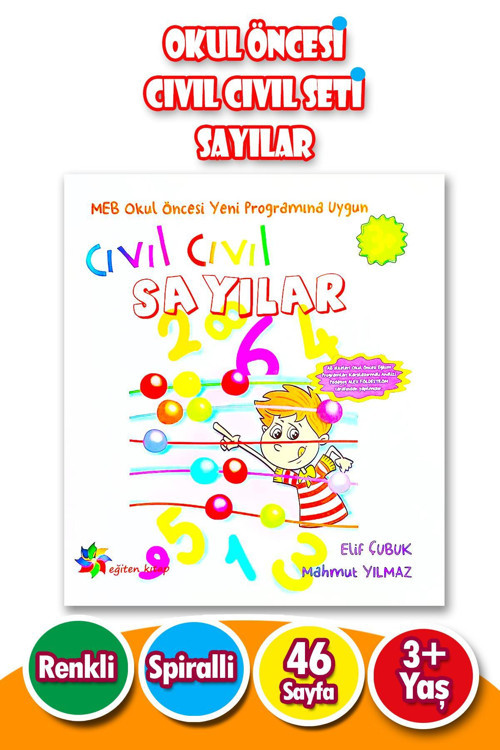 3 - 6 Yaş Okul Öncesi Cıvıl Cıvıl Seti Sayılar - Çıkartmalı - 47 Sayfa
