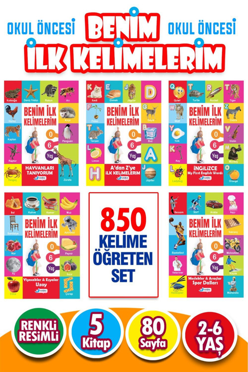 12 - 36 Ay Ilk Kelimelerim Seti 850 Kelime Öğreten 5 Kitap