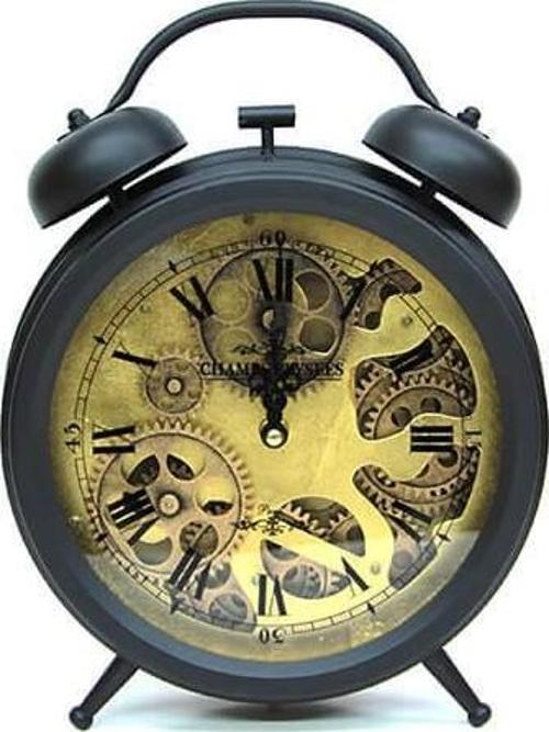 Retro Masaüstü Metal Çarklı Saat Roma Rakamlı Köstek Modeli