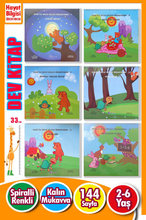 Tosbi İle Hayat Bilgisi Öğreniyorum Seti (7–12) | 2-6 Yaş Dev Boyutlu Spiralli Eğitim Kitabı