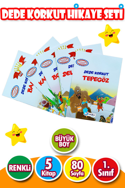 Dede Korkut Hikaye Seti Ilk Okullar Için 5 Kitap 80 Sayfa Büyük Boy