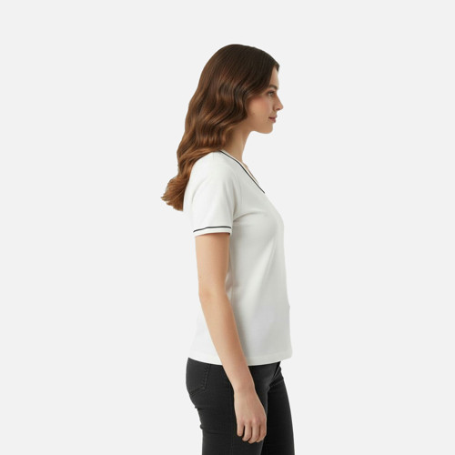 Kadın T-Shirt Portello Slim V-Neck Faw1166.10010