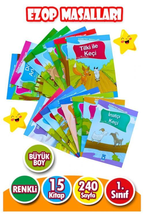 Ezop Masalları Seti 1. Sınıflar İçin Büyük Boy Resimli 15 Kitap