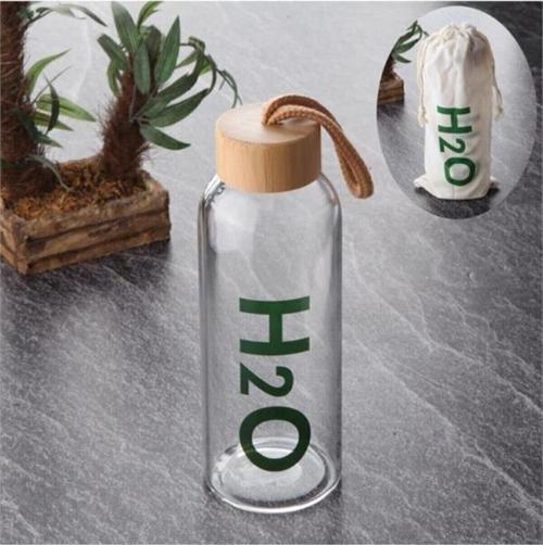 H2o Bambu Kapaklı Cam Matara 600 ml - H2O75175