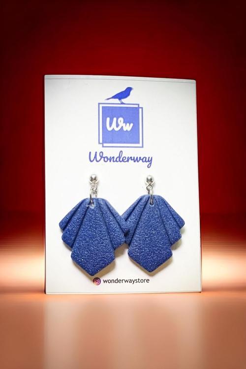 Özel Tasarım El Yapımı Polimer Kil Küpe Mavi